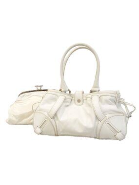 Celine Leather White Silver Handbag